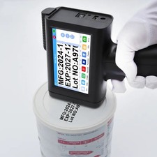 Handheld inkjet printer prints production date text barcode batch number image
