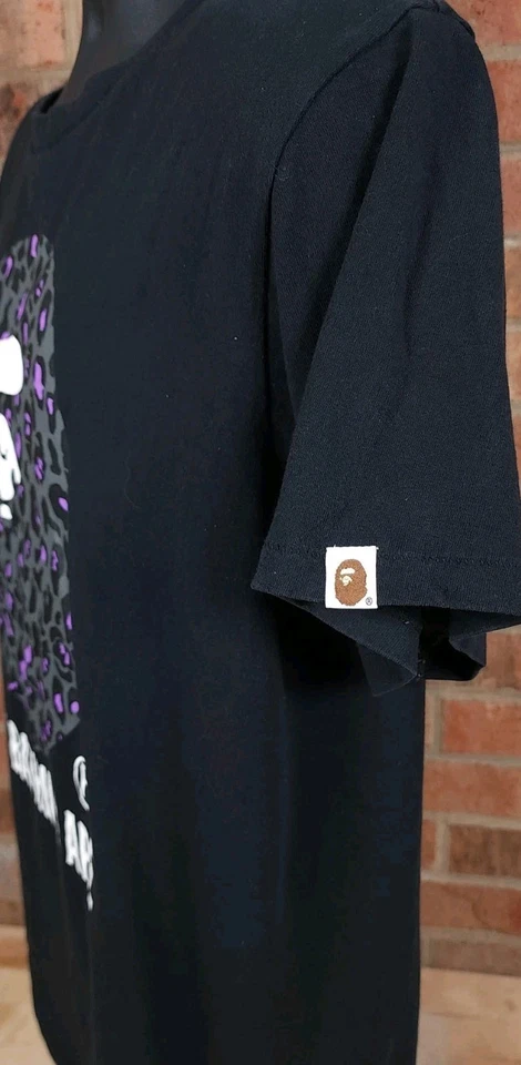 A Bathing Ape BAPE Leopard Black Tee Shirt Size Large - Image 3 of 4
