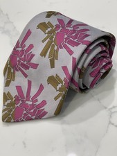 Wembley Wemlon Vintage Pink Flowers 53.5 x 4.25 Wide Retro Ugly Disco MCM Tie