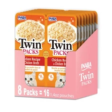 INABA Cat Chicken/Gelée Topper - 1.4oz Twin-Packs, 16 Servings Chicken Broth