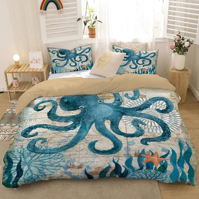 Ocean Comforter Set Queen Size Four Seasons Quilt Kids Octopus Bedding Collectio