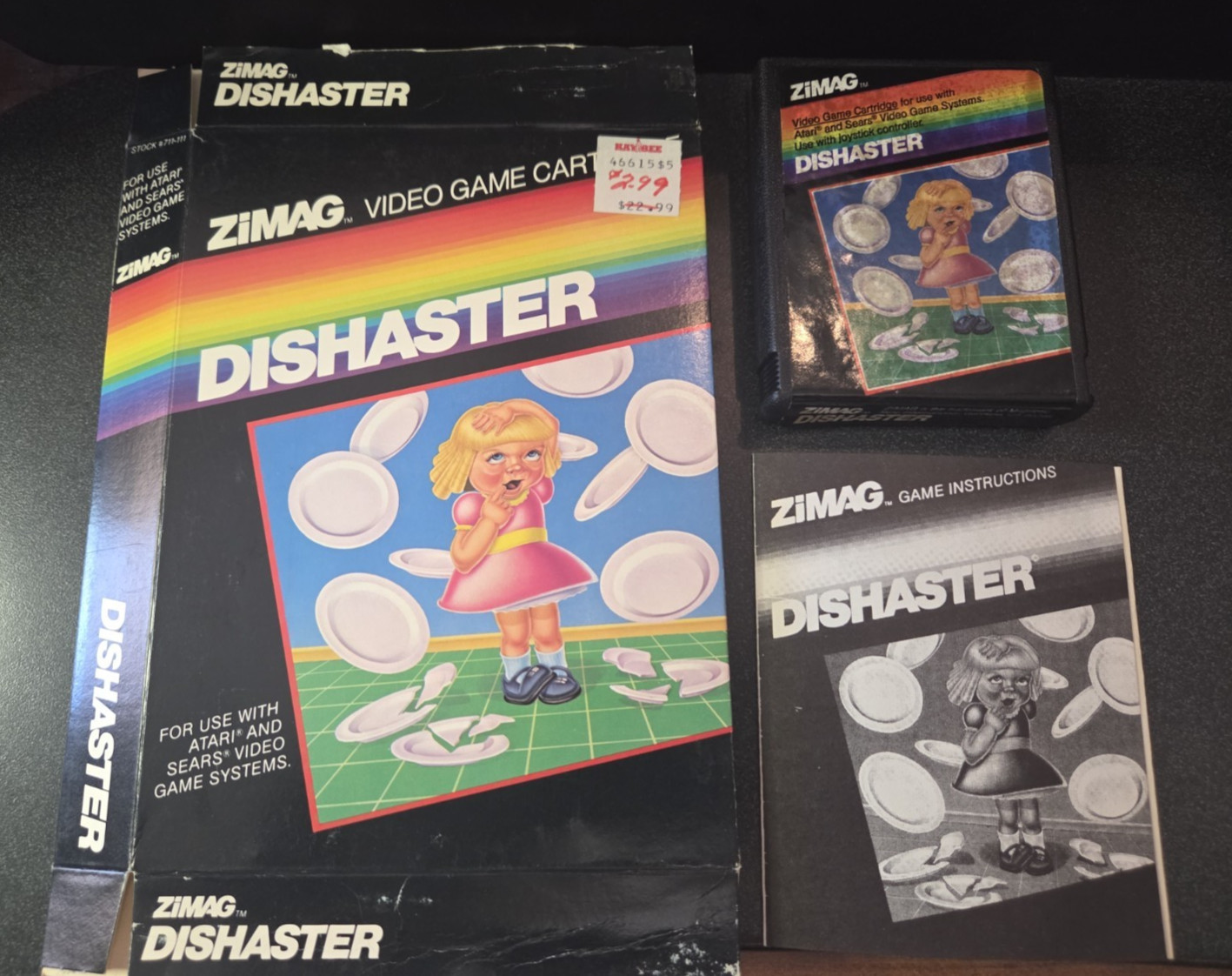 Atari 2600 game DISHASTER With BOX & MANUAL COPY