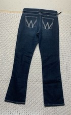 Wrangler Gap Waistband Jeans Women 11/12X34 Stretch Blue Denim Western Embroider