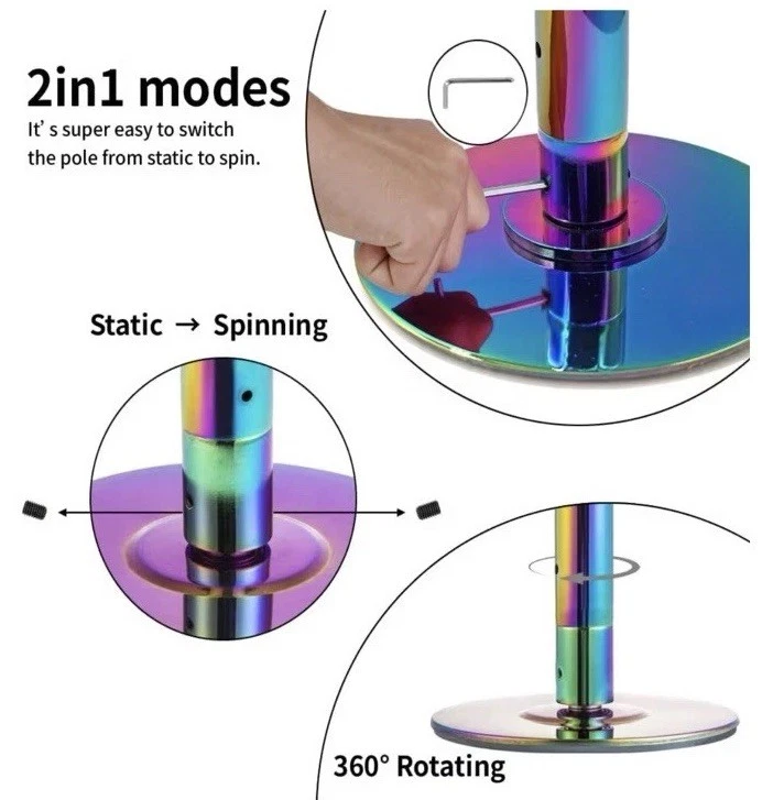 Poste de baile permanente ajustable en altura con placa fija seguridad mejorada Foto 4 de 4