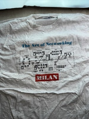 Vintage MiLAN  The Art of Networking  Tech Diagram T-Shirt XL Hanes PC TEE