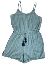 Hem  Thread Real Striped Tasseled Romper Size L