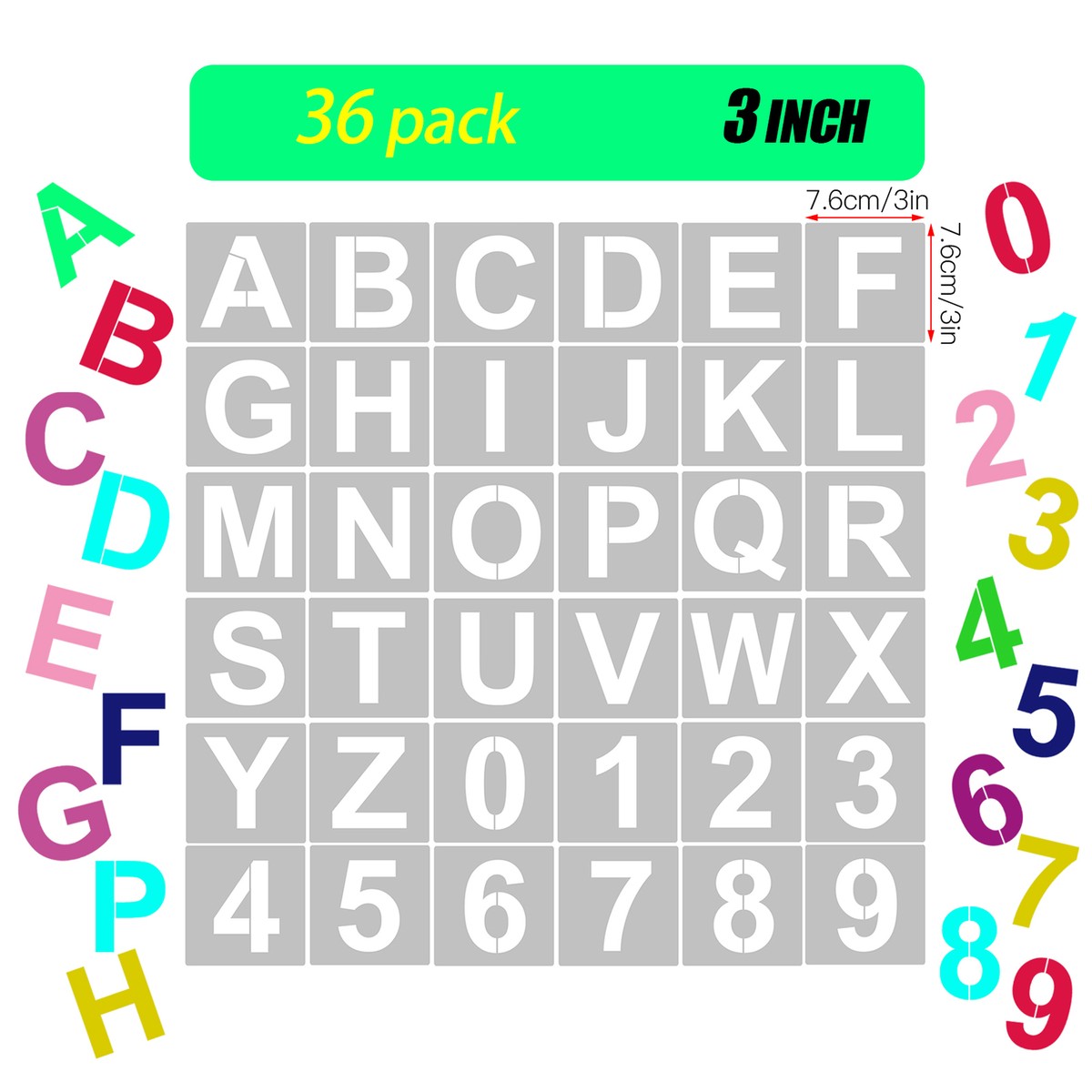 36pcs-3-inch-alphabet-letters-numbers-stencils-pet-art-for-painting-decor-q6z2-ebay