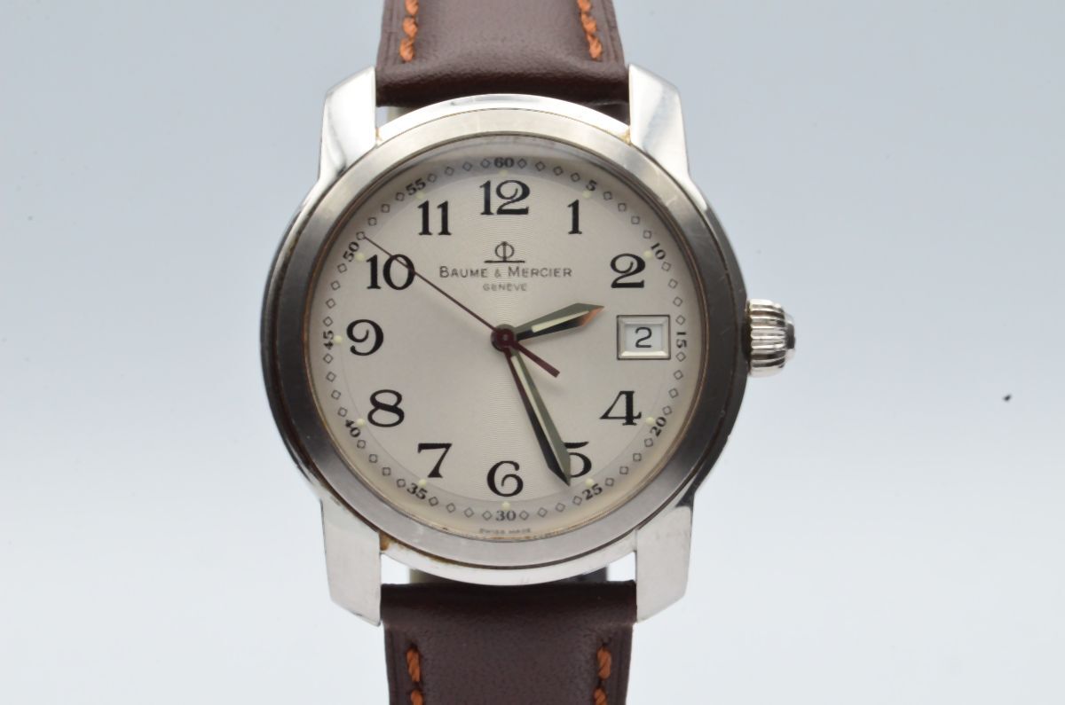 BAUME MERCIER CAPELAND QUARZ HERREN UHR 39MM STAHL VINTAGE MIT LEDER BM035