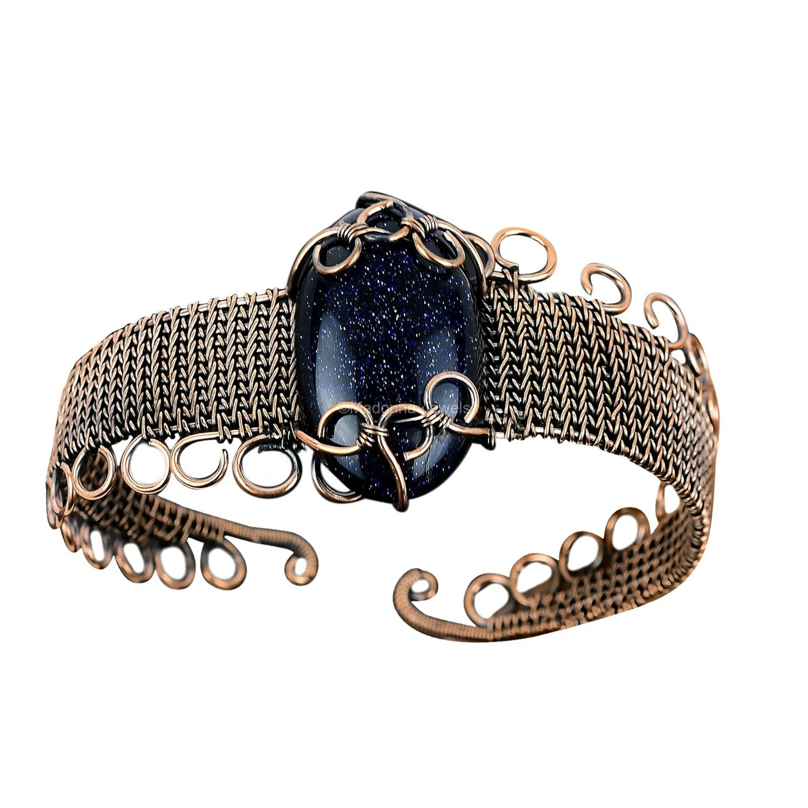 VALENTINO Bracciale Blu Pietra Sole Avvolto Filo Regolabile Bracciale Rame Gioielli Per Donna