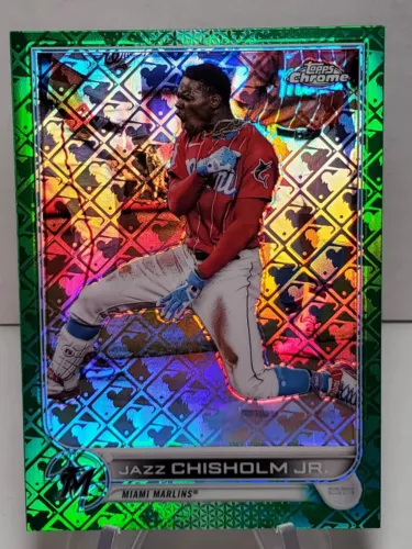 2022 Topps Chrome Logofractor Jazz Chisholm Green Refractor Parallel #'d 89/99