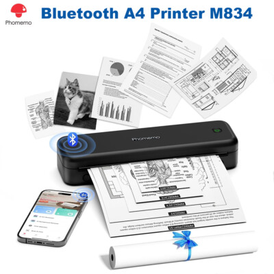 Phomemo M834 Thermodrucker A4 Mobiler Maschine Bluetooth Drucker für Reisen