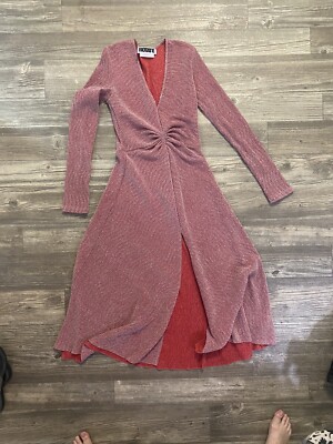 rotate birger christensen dress fancy unique shiny silver rose size medium