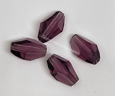 4pc Swarovski Crystal Amethyst 12x8mm Polygon 5203 Beads; Purple