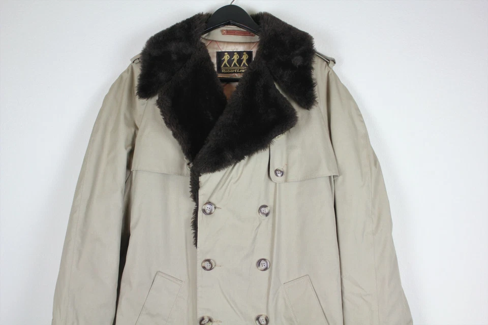 Robert Lewis Тренч хаки искусственного меха желтовато-коричневый длинный коричневый зимний мужской размер 40 40L - Изображение 2 из 4