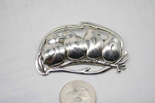 Vintage Sterling Love Birds Pin Brooch R6