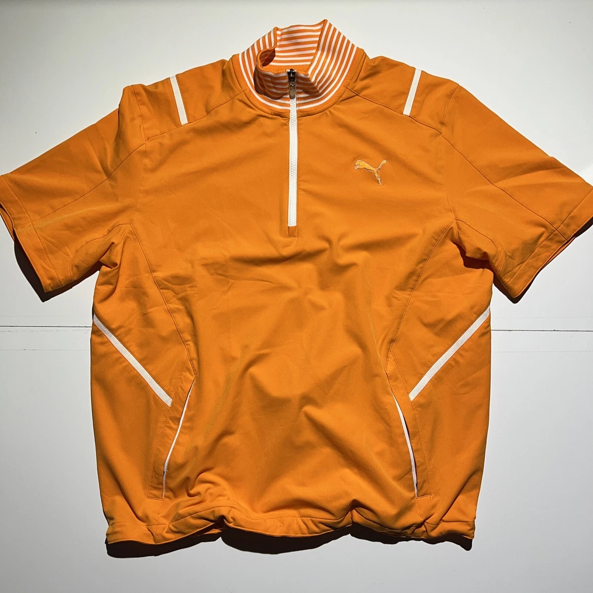 Puma Golf Orange Kinetic Jacket Short Sleeve Storm Cell Mens Large