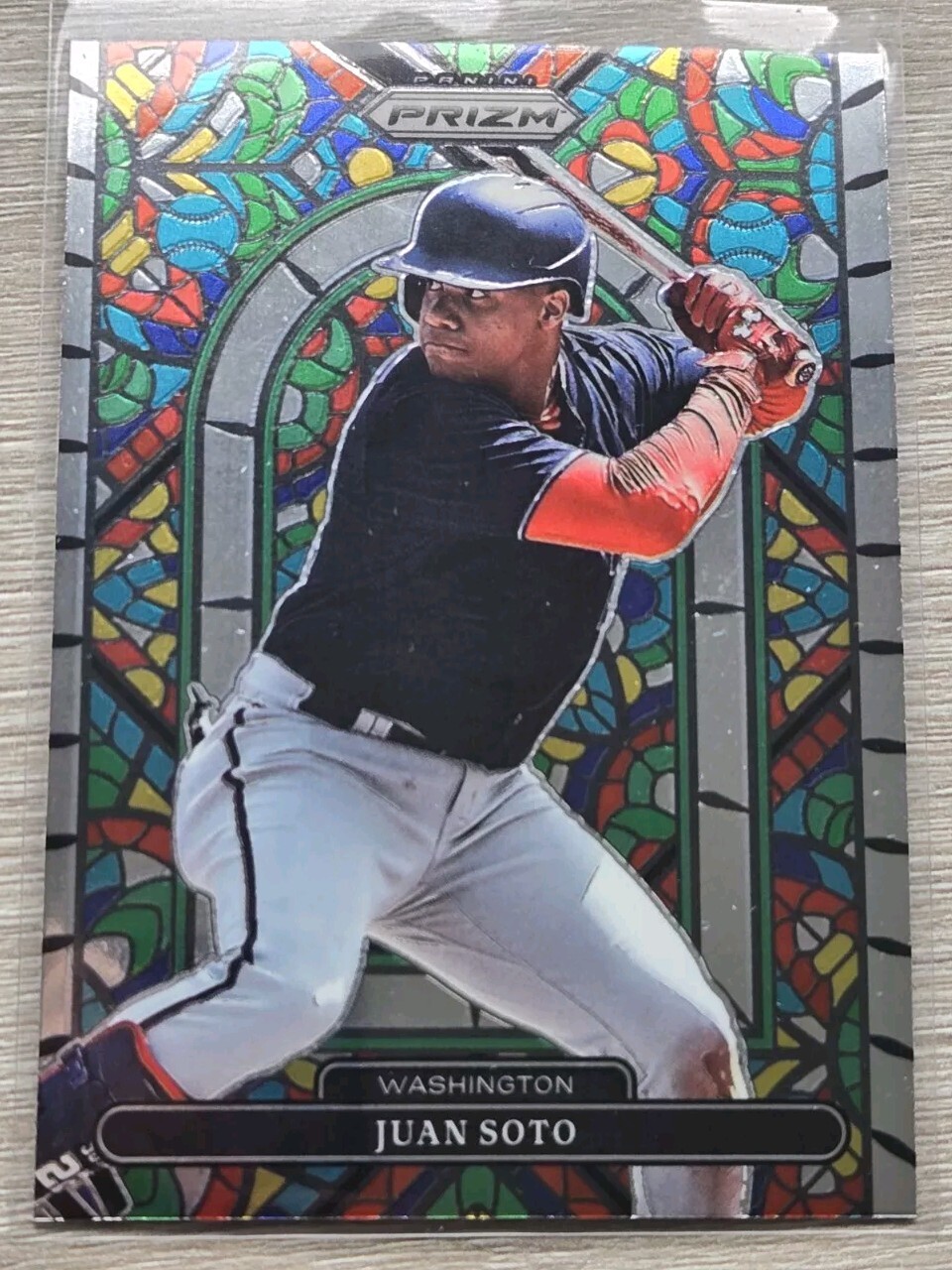 2022 Panini Prizm - Stained Glass Red White & Blue Prizm #SG-2 Juan Soto