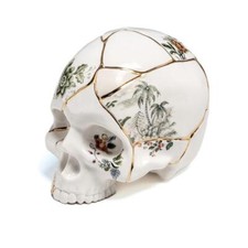 SELETTI teschio umano SKULL KINTSUGI in porcellana e oro 24K