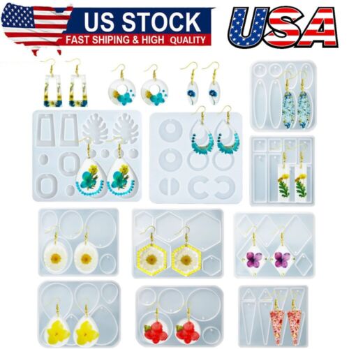 10Pcs Resin Earring Mold,Silicone Resin Jewelry Molds Set for Epoxy Resin Dangle