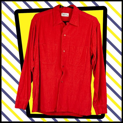 Chemise Vintage Kmart Rayée Manches Longues Taille M 15-15/12 - Occasion Très Bon état, 100% Coton