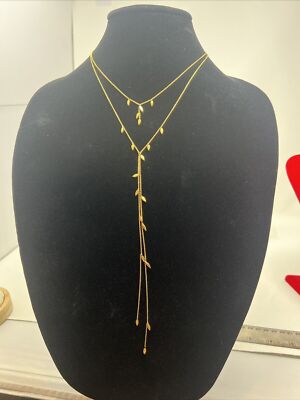 Gorjana Tiered Leaf Necklace Gold  New Without Tags Dainty Micro Necklace