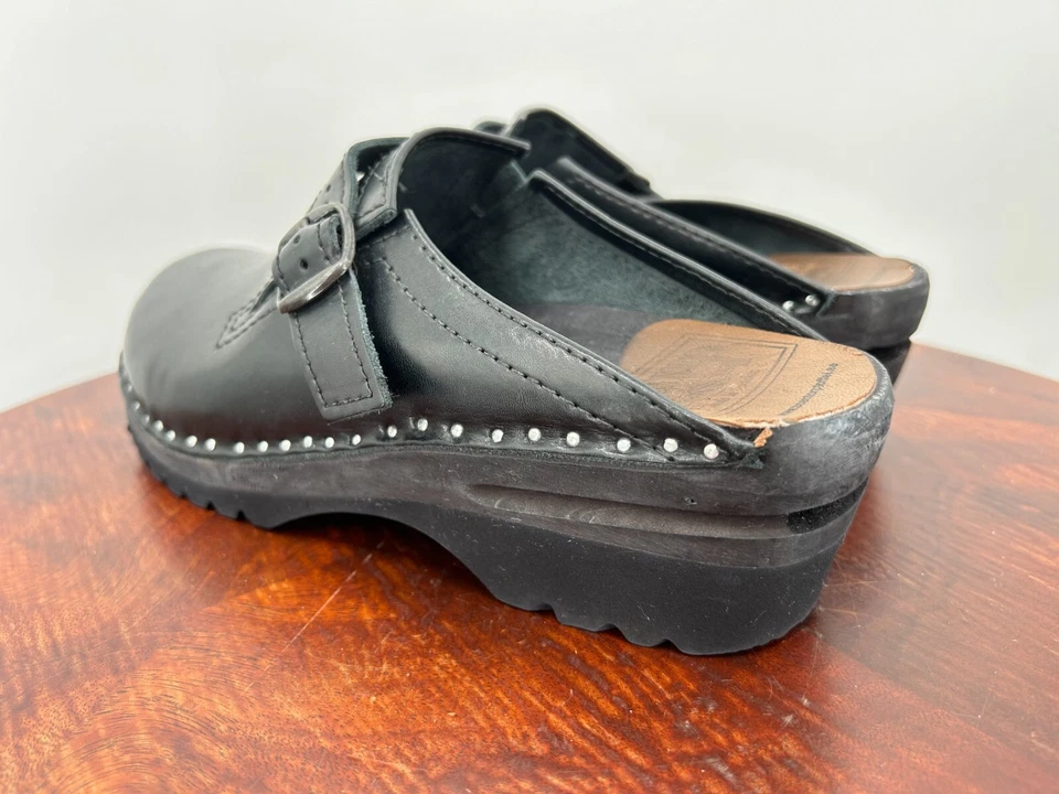 Troentorp Классические Шведские Сабо Mules Кожаные Слипоны с Пряжкой Черные Размер 38 - Изображение 4 из 4