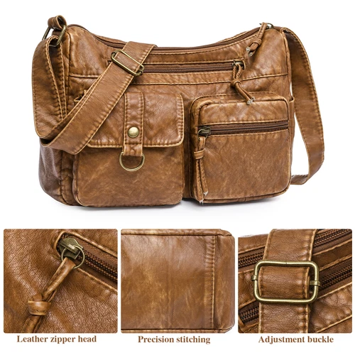 Womens Vintage Soft Leather Shoulder Bag Purse Lady Messenger Crossbody Bag - Bild 45 von 50