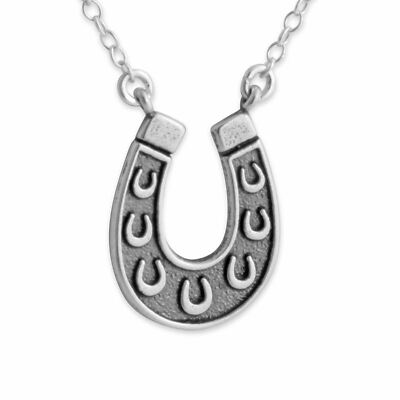 Azaggi Sterling Silver Pendant Necklace Horseshoe Luck Horse Hoof Animal Shoe
