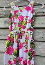 Poof Girls Sz. M Beautiful Floral Dress Semi-Open Back Summertime Fun