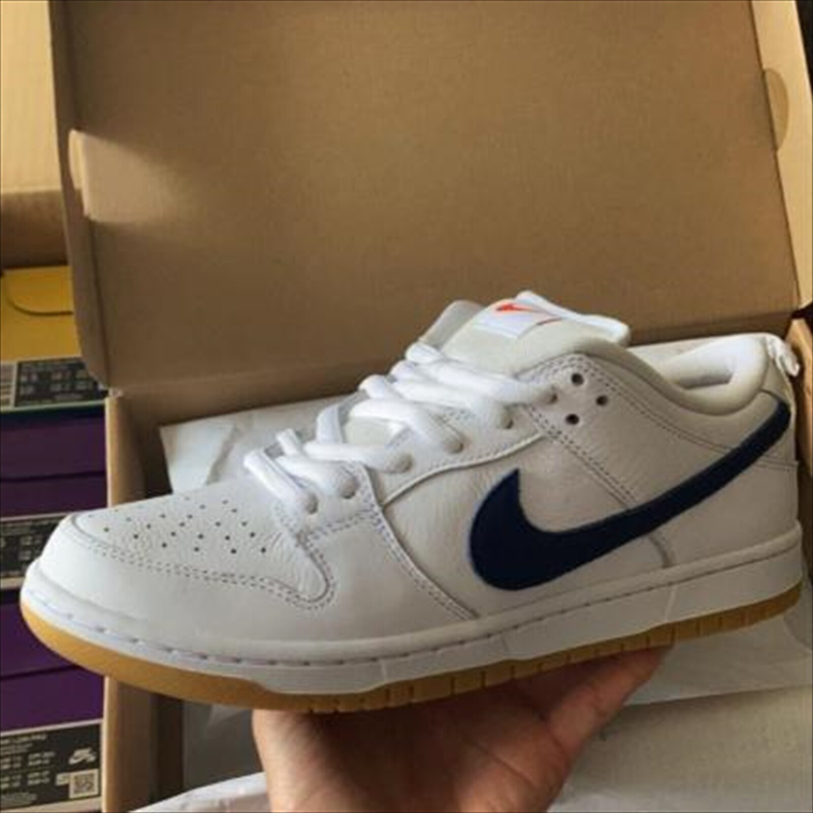NIKE SB DUNK LOW ISO ORANGE LABEL WHITE NAVY ORANGE CZ2249-100 US 6.5