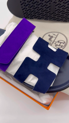 BNIB* Hermes Women's Chypre Suede Goat Skin Marine / Violet
