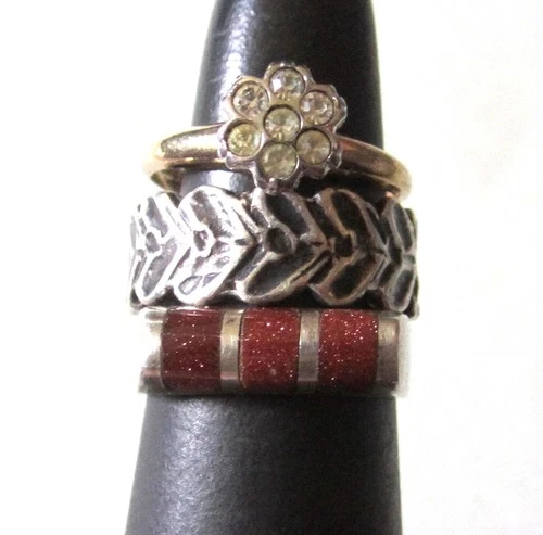 LOVELY VINTAGE STERLING SILVER RING LOT OF 3 SIZE 6--6--&  6