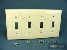 Leviton 80712-A Almond 4-Gang Toggle Unbreakable Nylon Standard Wallplate Cover