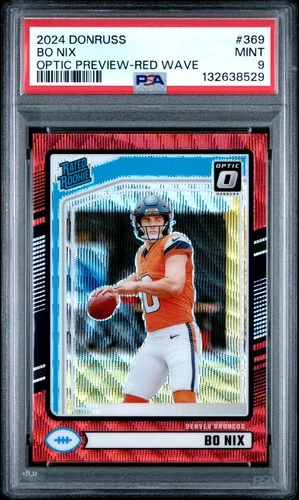 2024 PANINI DONRUSS OPTIC PREVIEW-RED WAVE #369 BO NIX ROOKIE RC PSA 9