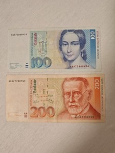 100 + 200 DM Germany Deutsche Mark Bundesbank Banknotes Set – Original