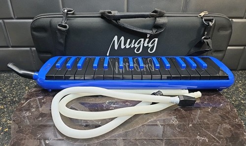 Mugig Melodica 32 Key 16" Blue Keyboard With Case Flexible Blow Pipe Tested 