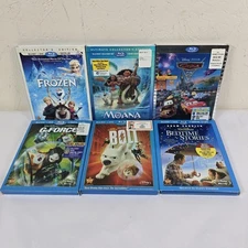 Disney Movie Lot 6 Bluray DVD Frozen, Moana, Cars, Bolt, GForce, Bedtime Stories