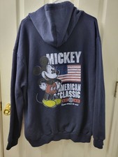 Walt Disney World Mickey American Classic Zip Front Sweatshirt Navy XL EUC