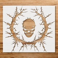 Skull with Thorns Wall Art Reusable Plastic Stencil for Creative Projects - S