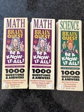 Lot Of 3 Decks Vintage Brain Quest Sets Ages 8-13 Math/science Pack GRADES 4-6