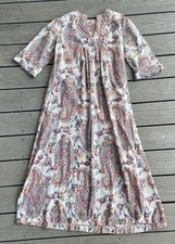 Vintage Paisley Floral Quilted Cotton Nightgown Sleepwear M Gauzy Cottagecore