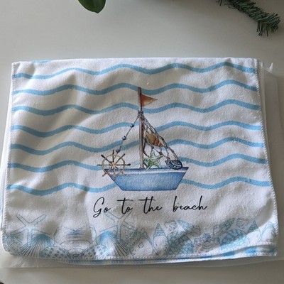 Y&H S.R.L. Beach & Sea Theme Bath Towel, White Blue, 100% Polyester, Adults