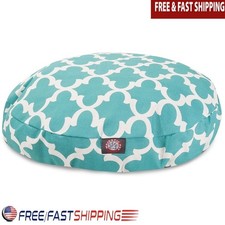Outdoor Dog Bed Round Waterproof Soft Plush Fiber Comfortable Zippered Slipcover