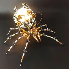 3D Metal Puzzle 512PCS Metal DIY Mechanical Spider Kit Steampunk Model with Lamp