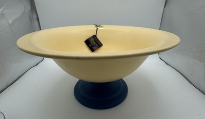 Vintage Haeger Blue & Yellow 14'' Footed Bowl