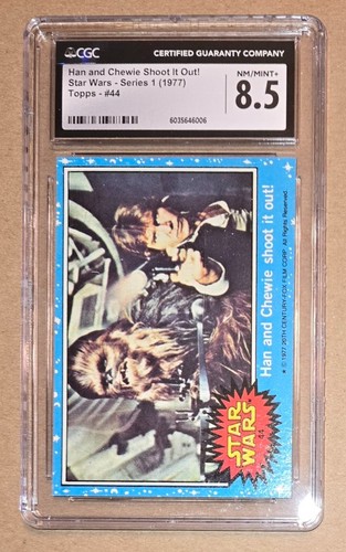 1977 Topps Star Wars #44 Han and Chewie shoot it out! — CGC 8.5