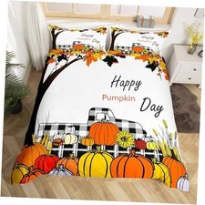 Pumpkin Bedding Set Sunflowers Maple Leaves Comforter Cover Set King Multi 16