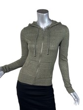 Aeropostale Lightweight Full Zip Hoodie Green Heather Y2K Style Slim Fit Small