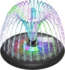 Solar Fountain Upgraded UFO Colorful Lights, 5W Solar Water Fountain Pump wit...