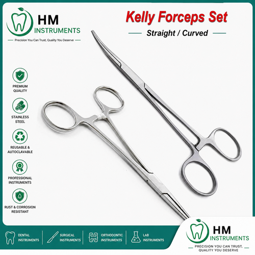 Chirurgische Dental Kelly Verriegelungszange gerade gebogen 14 cm Instrumentenset - Bild 1 von 6